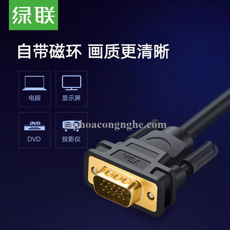 Ugreen 11635 20M màu Đen Cáp tín hiệu 2 đầu VGA VG101 30011635